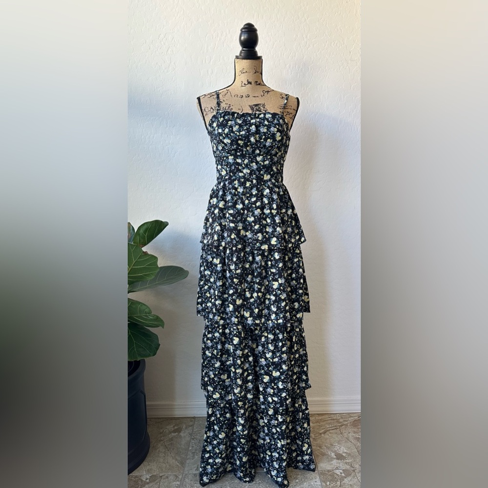 NWT IN San Francisco Black And Yellow Floral Sundress Size M